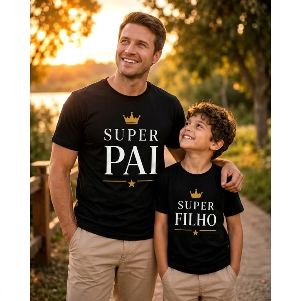 Kit Camiseta Super Pai Pai Herói Cópia do Original Pai e Filho Presente Dia dos Pais Algodão Premium