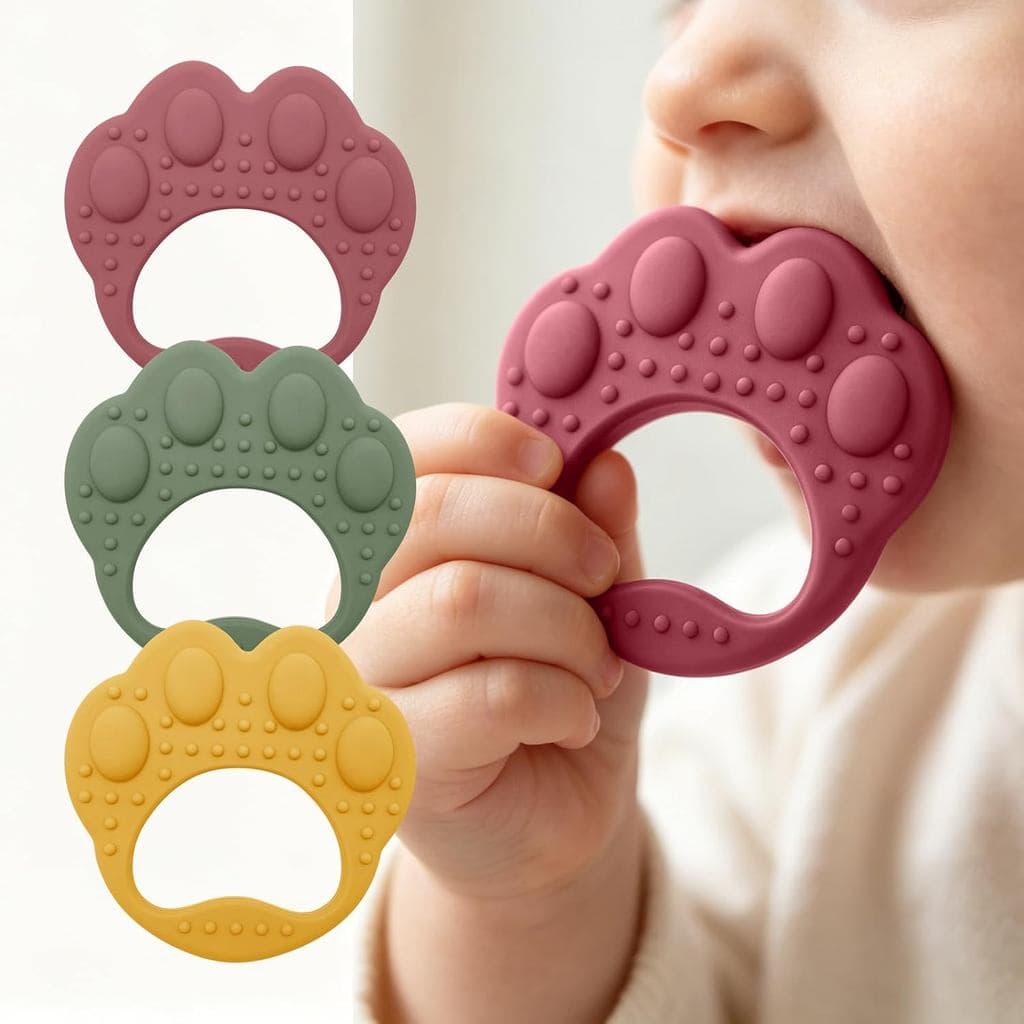 3 Brinquedos Infantis Do Bebê Mordedor Bloco , Anel Silicone Para Bebês | Baby Essentials , Anéis De Dentição De Urso Te