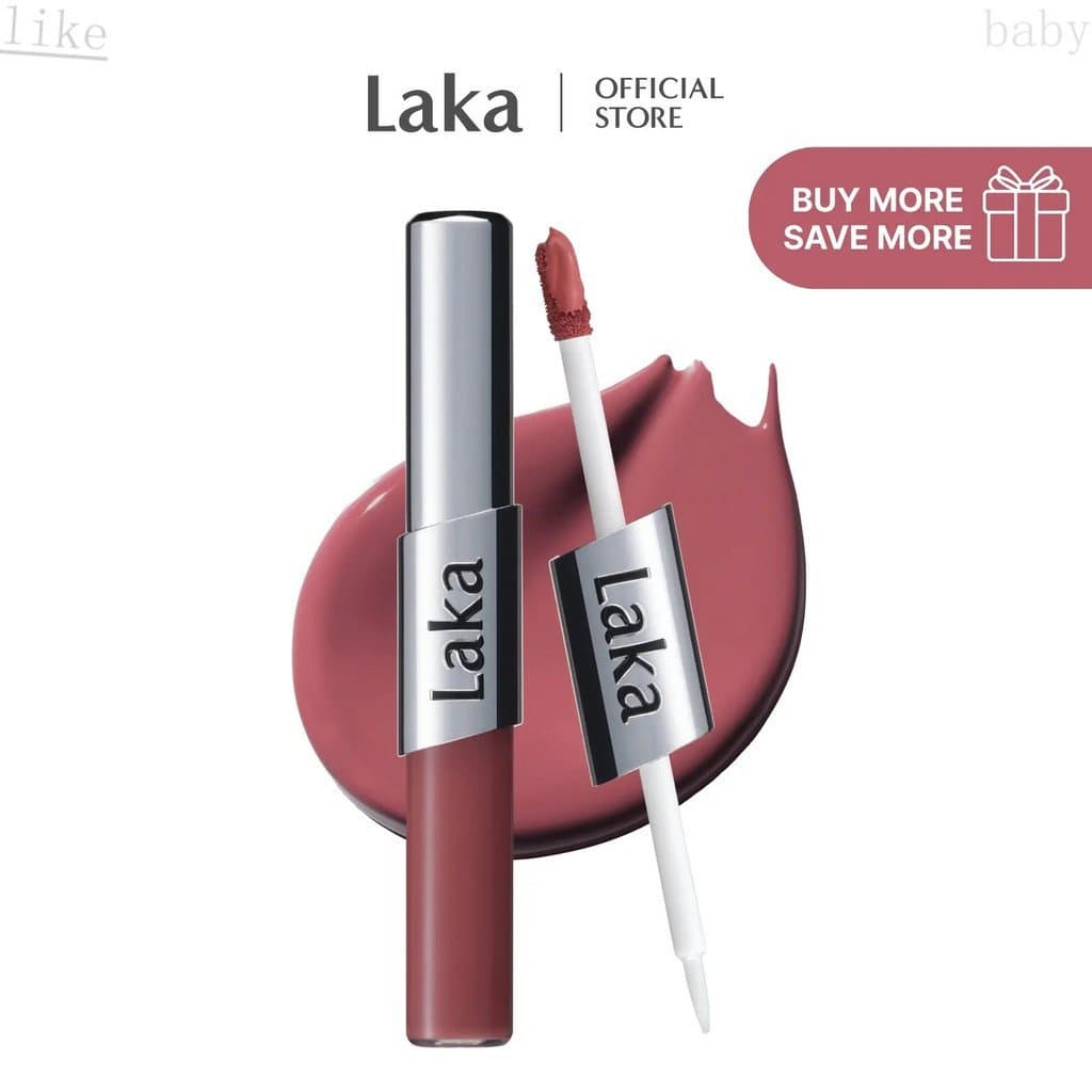 [Laka]PerfectTwinLip—Batom Líquido de Dupla Ponta com Cor Matte Aveludada e Brilho Lustroso LH5N