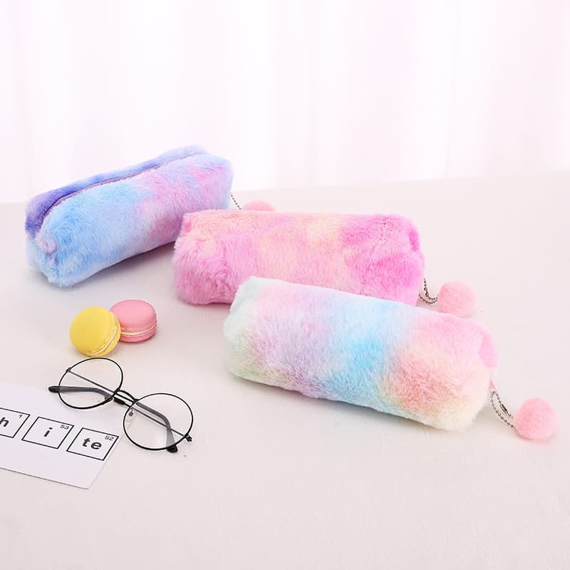 Estojo criativo de lápis, cor gradiente, bonito, menina, pelúcia, octogonal, menina, coração, estudante, bolsa de armaze