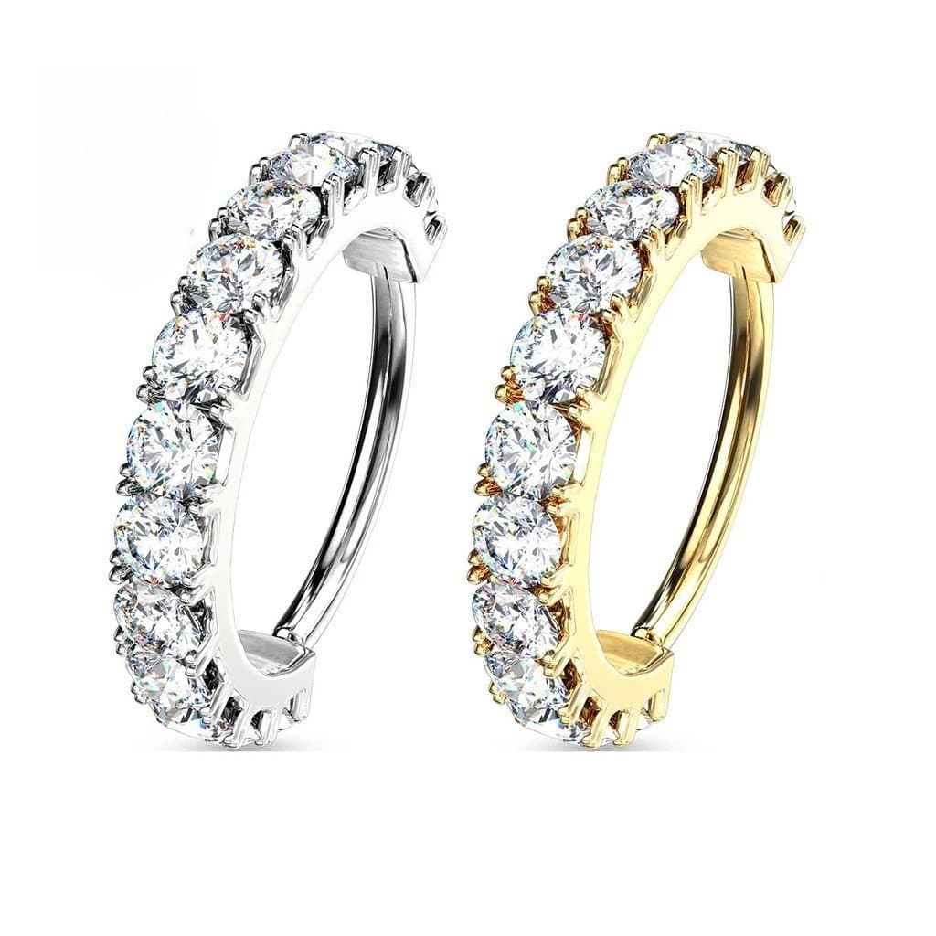 Kit  3  Piercing Argola Com Pedras De Zircônias Cravejadas Para Hélix/Cartilagem Torção