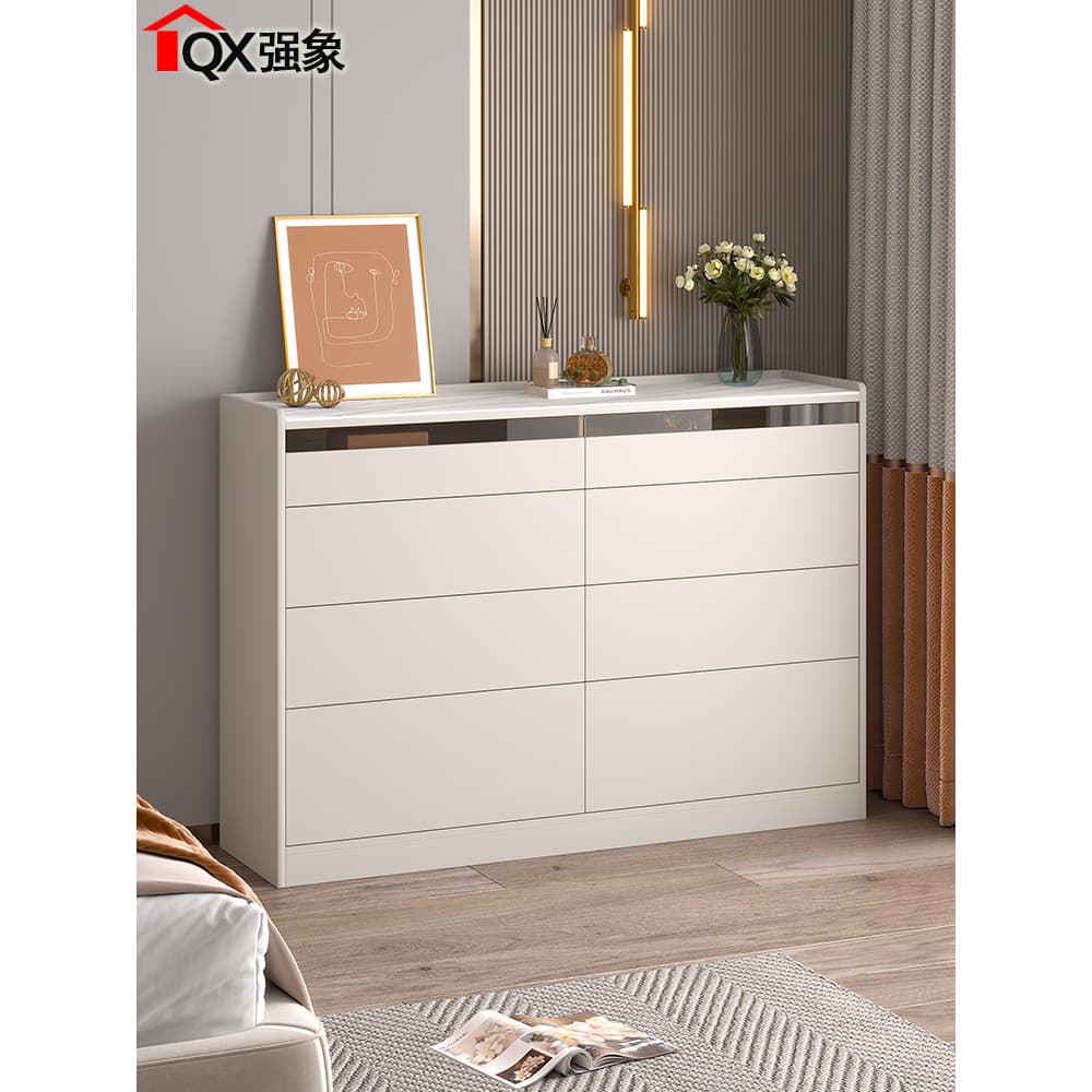Estilo creme simples cama principal gaveta de ardósia armário lateral jantar quarto armário de armazenamento sala estar