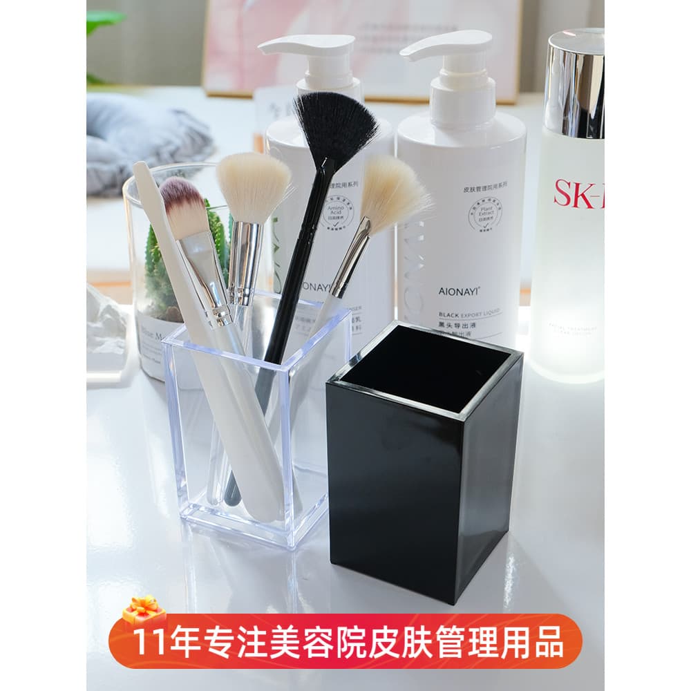 Muji estilo transparente acrílico pincel de maquiagem tubo armazenamento caneta titular organizar caixa armazenamento De