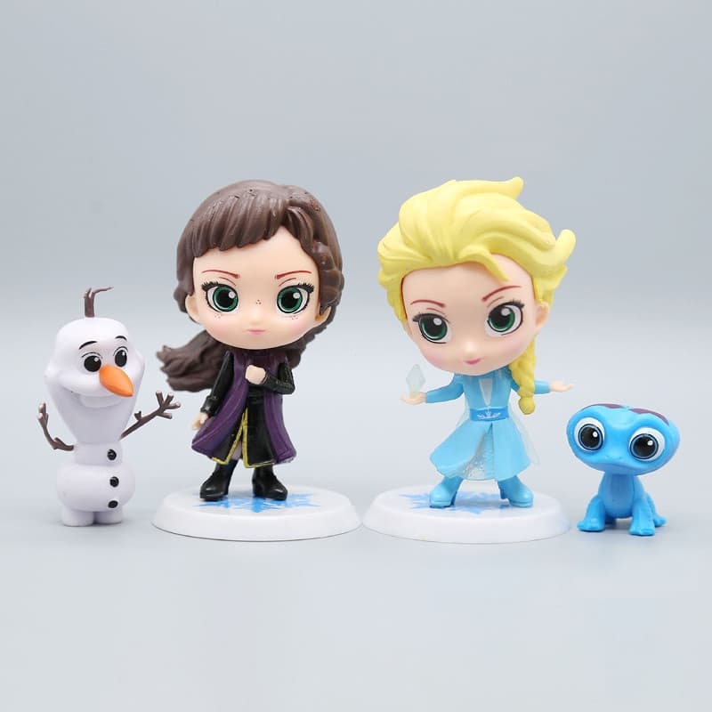 Conjunto de 4 peças, 3-8 cm, com personagens de desenhos animados de "Frozen": Elsa, Anna, Olaf, o boneco de neve e o la