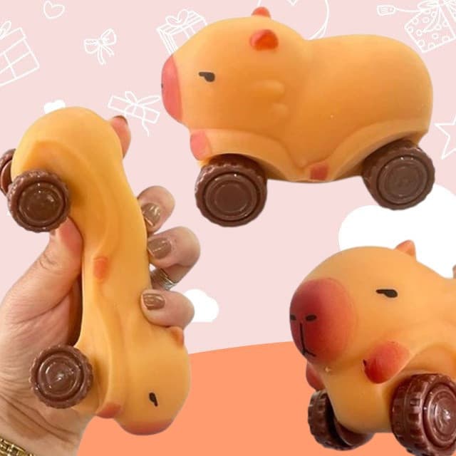 Brinquedo Anti-Stress Apertável Carro Capivara Macio para Alívio do Estresse - Squishy Macio E Puxa E Estica ansiedade