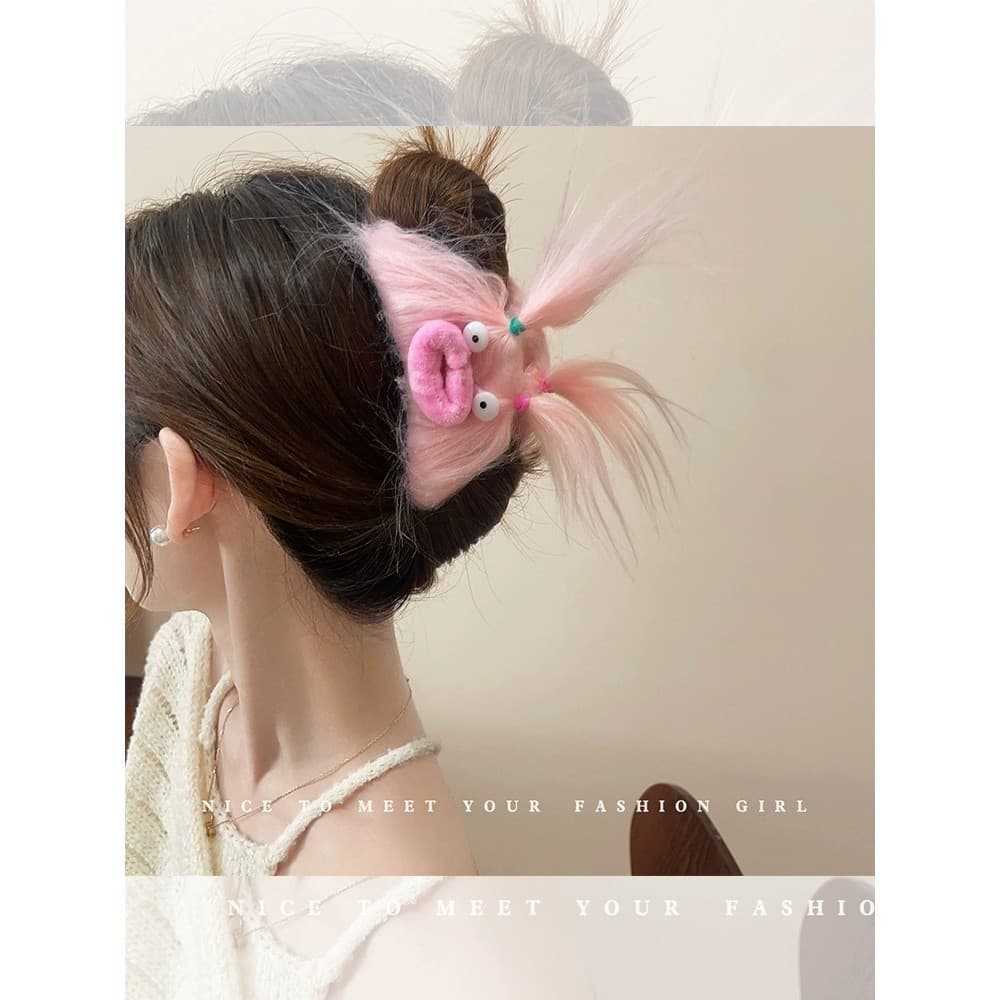 Engraçado feio boneca grampo de cabelo bonito Grab clip Headdress volta cabeça Hairpin menina outono inverno feio bonito