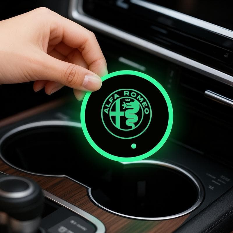7 Cores Recarregável USB Tapete Porta Copos LED Artigos Automotivos For Alfa Romeo Giulia Stelvio Tonale
