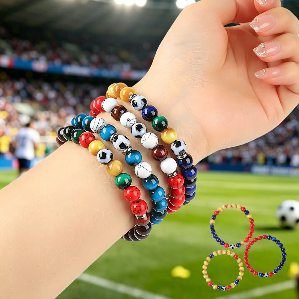 Pulseira de imitação de olho de tigre multicolorida europeia americana de alta qualidade para a Copa do Mundo