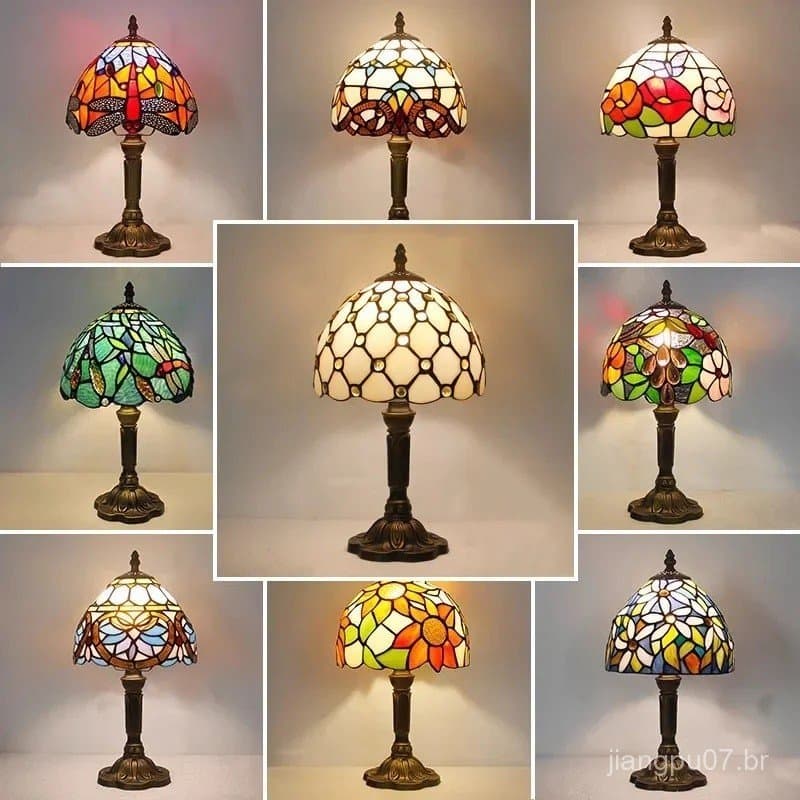 Luminária de Mesa Vintage Clássica, Luminárias de Cabeceira Vintage Clássicas, Luminária de Mesa Decorativa em Vidro Col