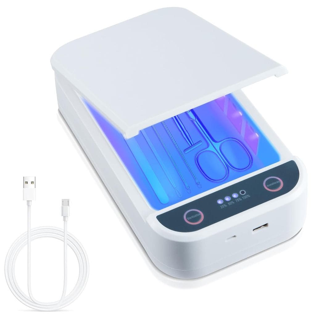 Caixa Esterilizadora de Ferramentas para Unhas Portátil com Luz Azul, Caixa de Limpeza Esterilizadora USB para Salão de