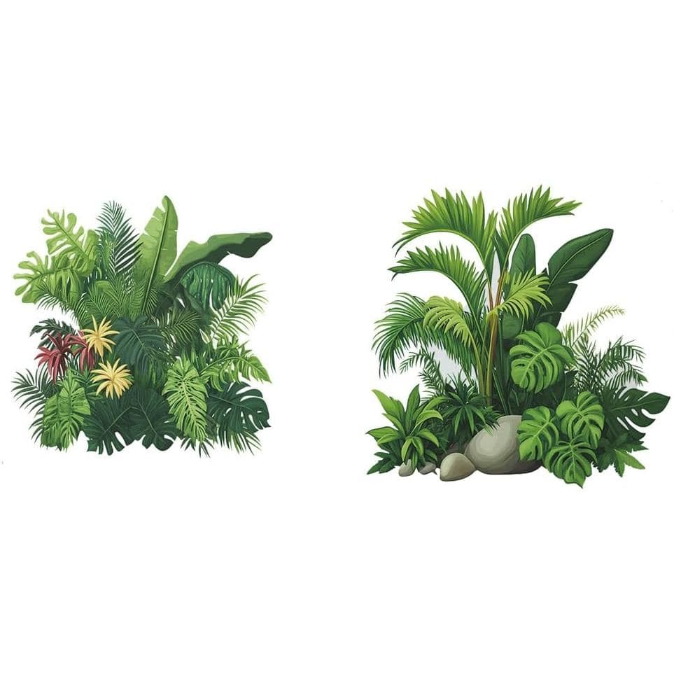 2 Conjuntos de Adesivos de Parede Tropicais em Vinil com Folhas de Palmeira para Sala de Estar, Decoração de Plantas Ver