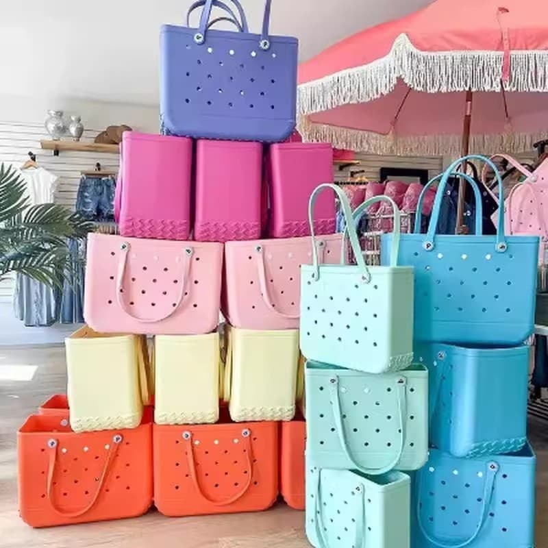 [2025NEW] Bolsa de praia de venda quente Bolsa de borracha Bolsa impermeável com buraco oco Cesta de praia Bolsa de prai