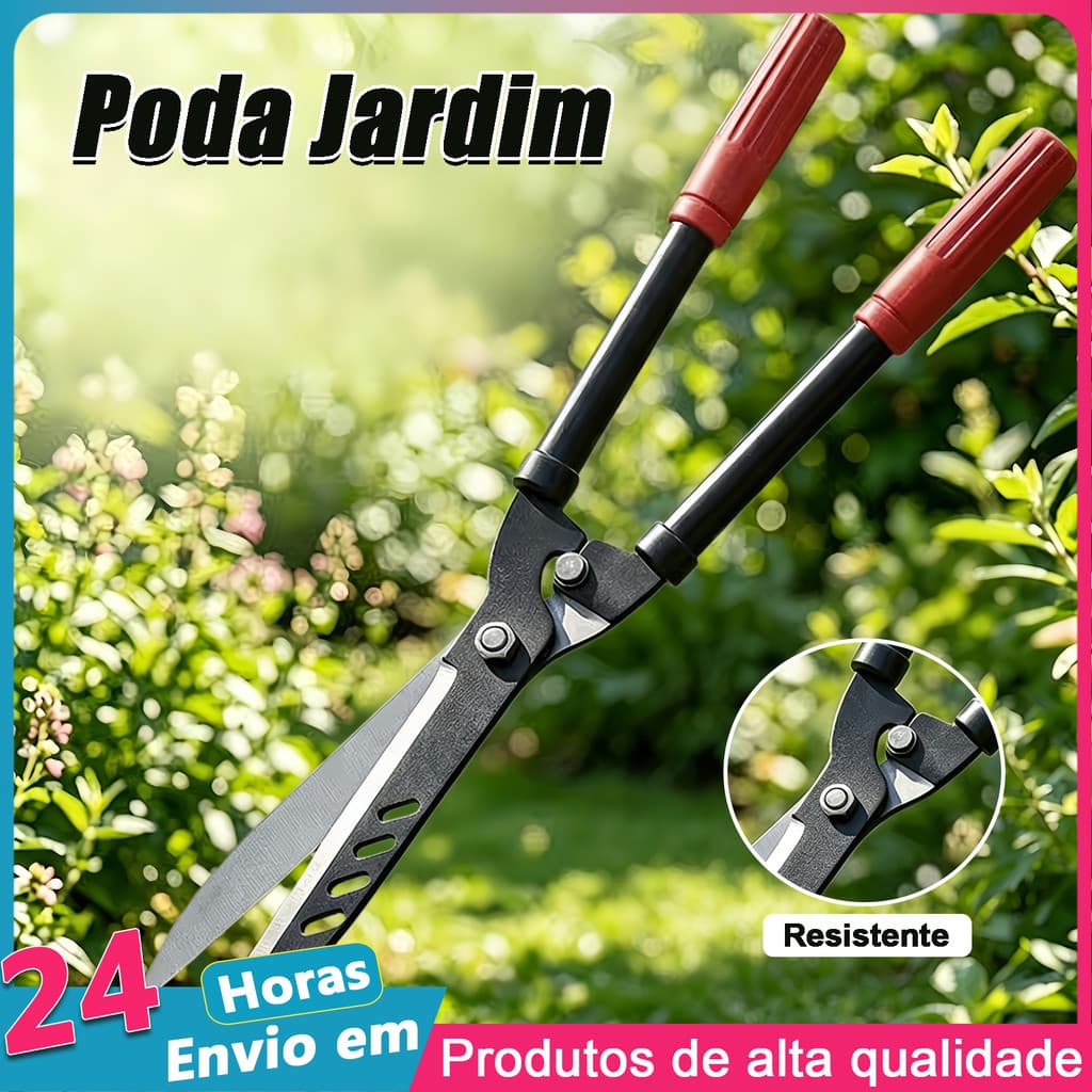 Tesoura Poda Tesourão, Cabo Ergonômico, Cerca Viva Jardinagem Profissional Jardim Grama
