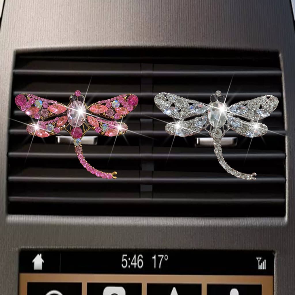 ENVIO RÁPIDO Novo Clipe de Perfume para Carro com Strass em Forma de Libélula, Aromatizador de Ar para Saída de Ar, Orna