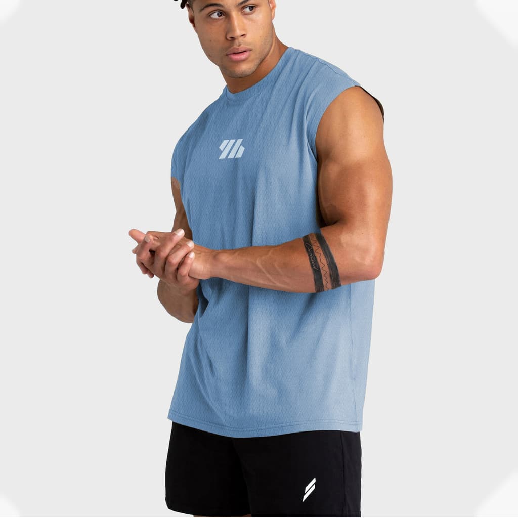Colete de ombro largo masculino Street wear verão colete basquete Fitness esportes de secagem rápida sem mangas camiseta