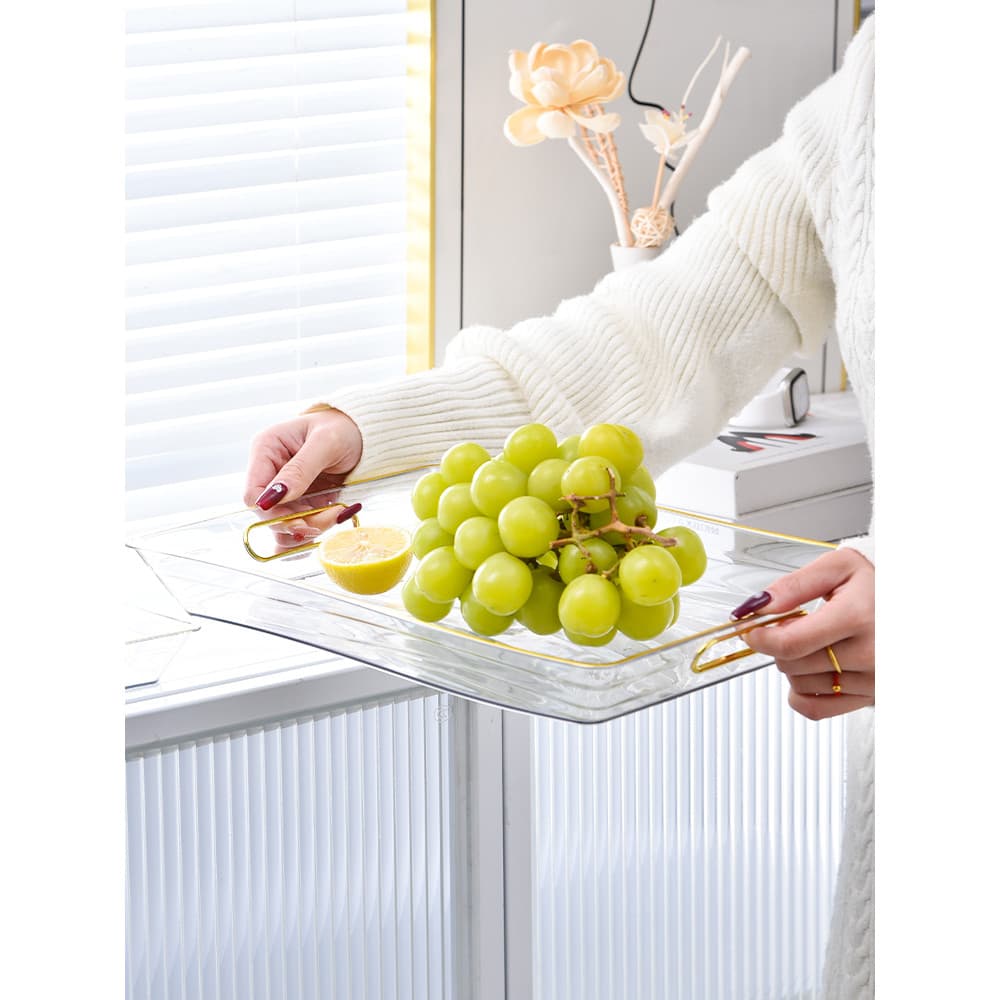 Bandeja de chá retangular casa sala de estar copo de água bandeja de chá 2024 novo estilo bandeja de frutas luz luxo Hig