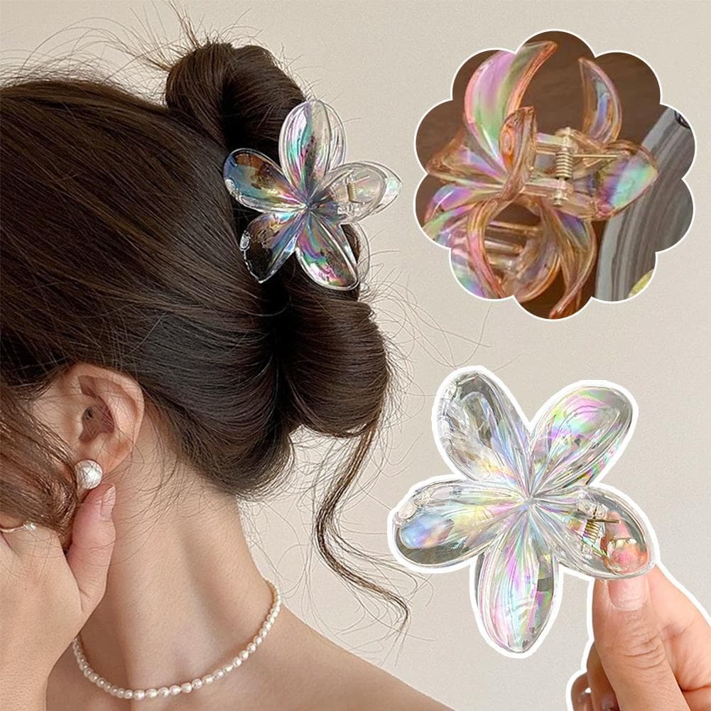 Frangipani Conjunto De Grampo De Cabelo Parte De Trás Da Cabeça Meio Updo Flor Praia Tubarão Clipe E6m2