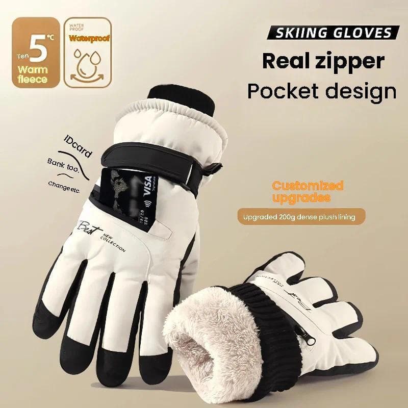 Luvas De Esqui Com Toque Antiderrapante , Esportivas De Inverno , Acessórios De Snowboard , Bolso À Prova D'água Quentes