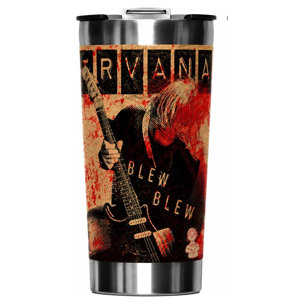 Copo Térmico 473ml Inox com Tampa - Rock in roll