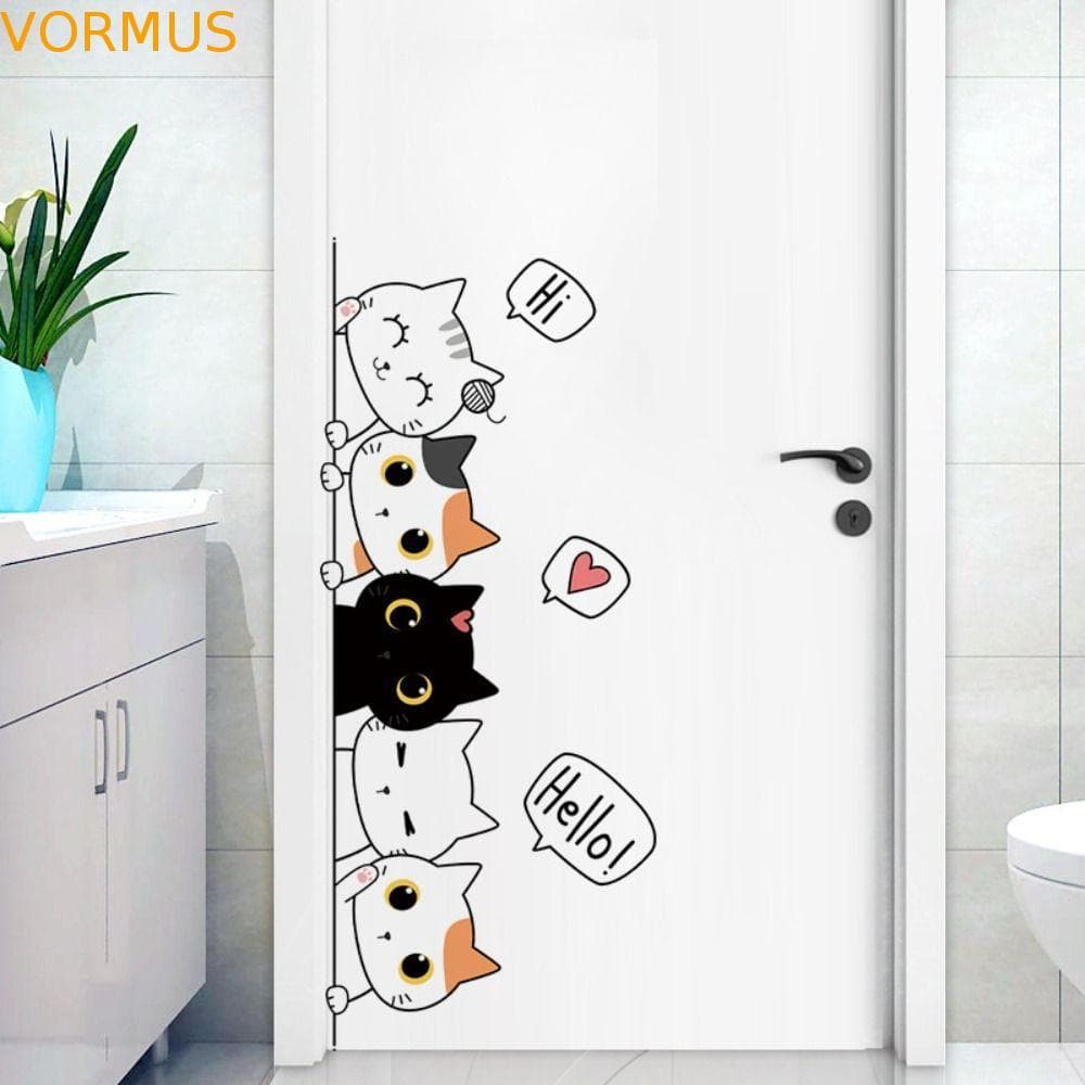 Adesivos De Parede De Gato , Decalques Desenho Animado Em PVC , Decoração De Casa , Papel Criativo À Prova D'água , Quar