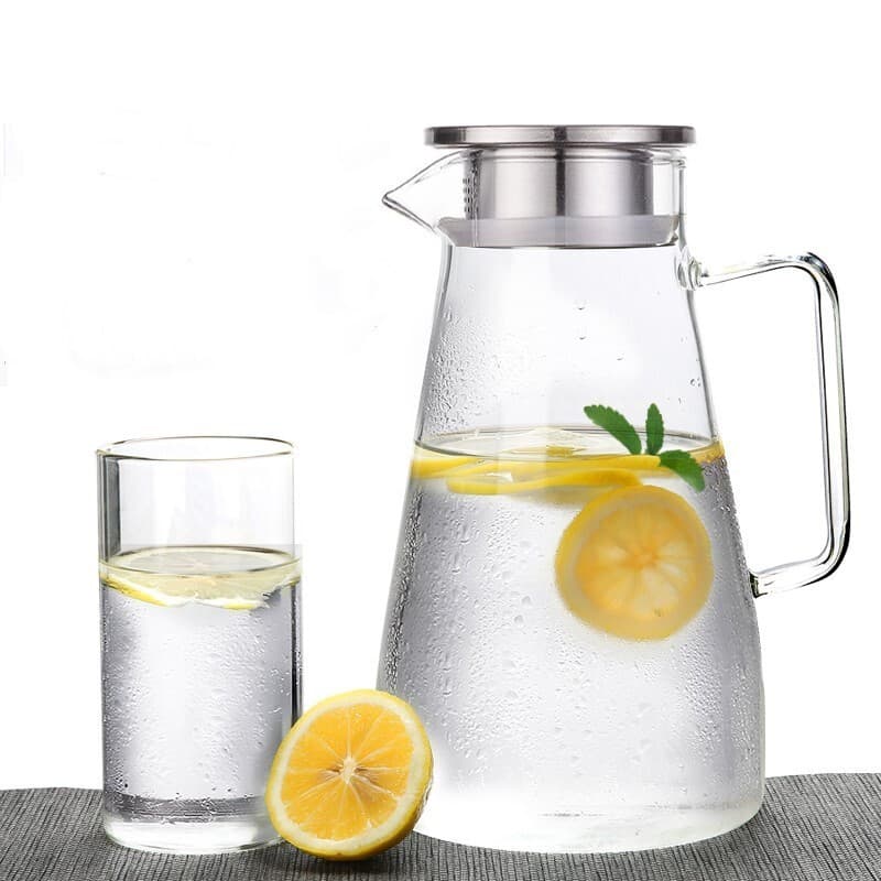 Jarra de vidro para uso doméstico, resistente ao calor e a altas temperaturas, conjunto de jarra e garrafa para suco, à