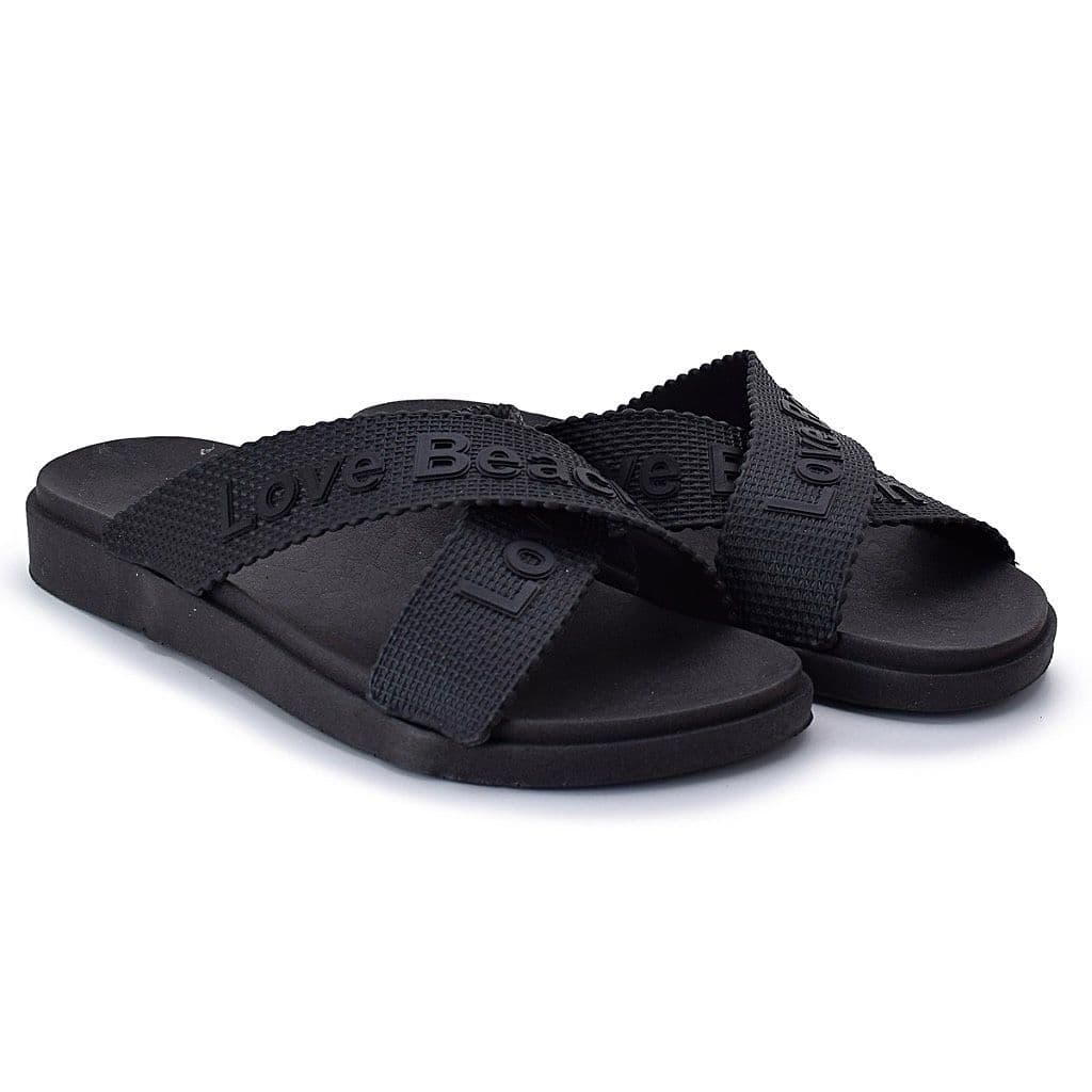Chinelo Feminino Slide Love Beach com Tiras Cruzadas Confortável