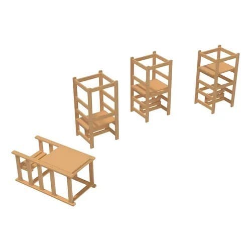 Torre Montessoriana Aprendizagem Infantil Madeira Pinus Móvel Decoração Quarto Cozinha Criança Segura
