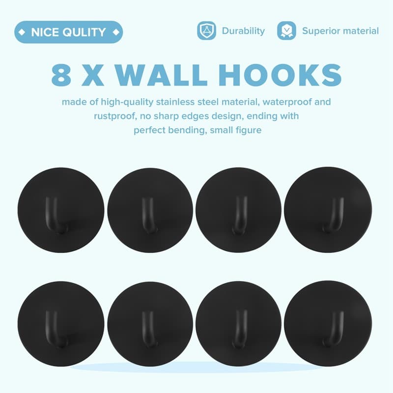 Ganchos De Parede Adesivos Toalha À Prova Dwaterproof Água Oilproof 304 Aço Inoxidável Auto Adesivo Banheiro Cozinha , 8