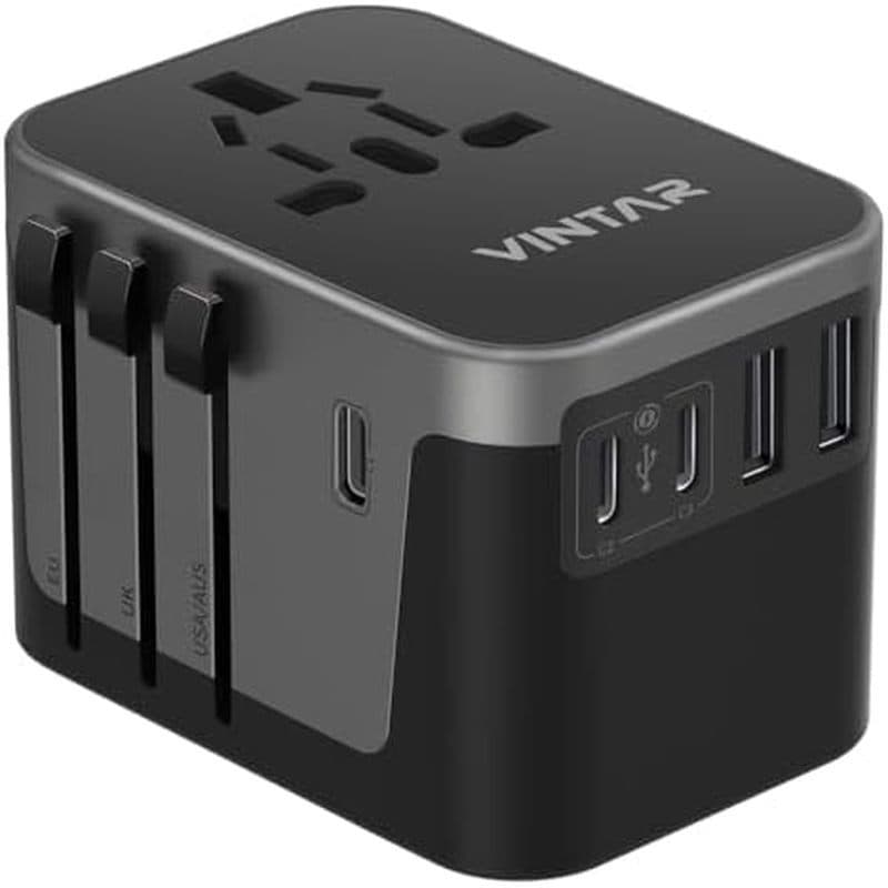 Adaptador de viagem Universal VintAR 30W, adaptador de energia internacional | 3 portas USB C 2 USB A, adaptador de toma