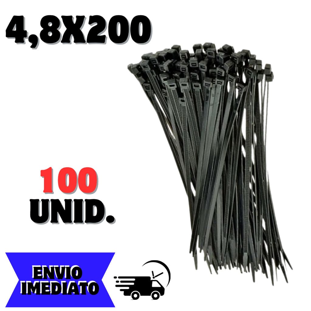 Kit 100 fita 4,8x200 Cintas Plasticas Abracadeira Nylon Enforca Gato hellerman