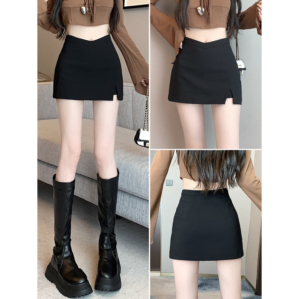 Split meia saia meio comprimento saia feminina outono inverno 2026 novo estilo A linha saia Hakama cintura alta terno sa