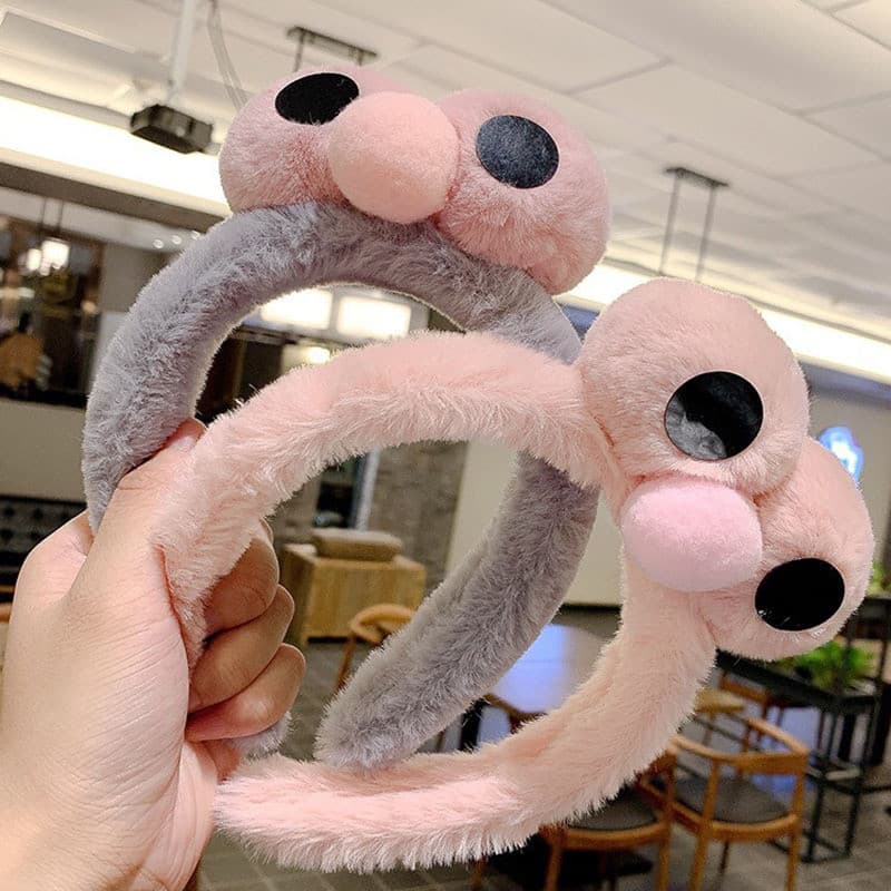 [Estoque pronto] Novo estilo ins faixa de cabeça de olho grande imitação de franja faixa de cabelo de coelho com grampo