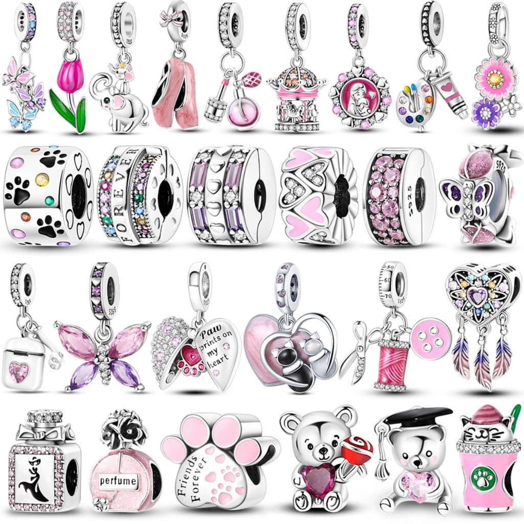 Pingente de Borboleta Perfumada em Prata 925 da Série Rosa Encantos, Pingente Angulado para Pulseira Original Feminina,