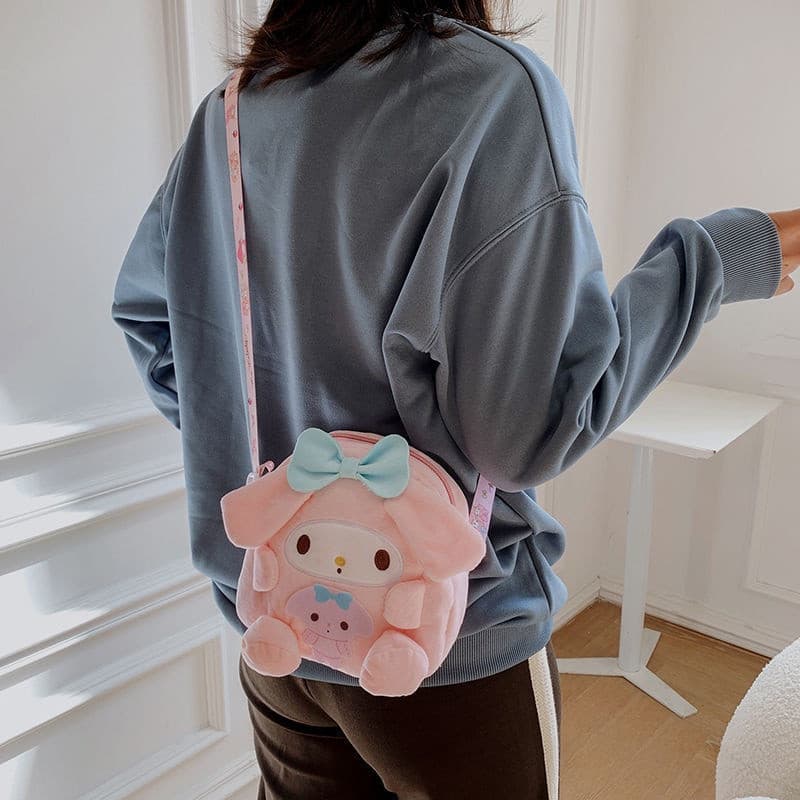 Bolsa De Pelúcia De Brinquedo Yugui Pacote diagonal De Cachorro Minha De Pudim Kulomi Saco transversal Sanrio Bolsa