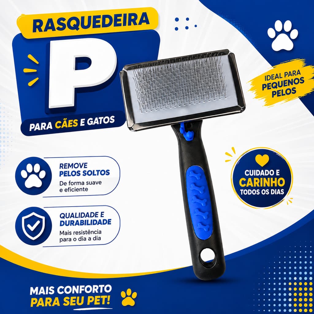 Rasqueadeira Cachorro Gato Escova Tira Pelos Massageadora P M G