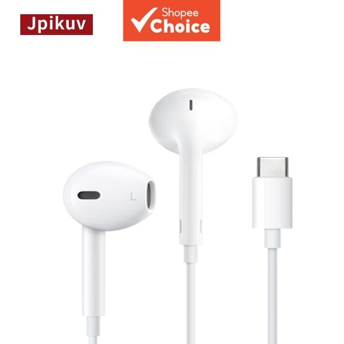 Fones de Ouvido com Fio Tipo-C, intra-auriculares, graves potentes, fone de ouvido para música com microfone, mãos
