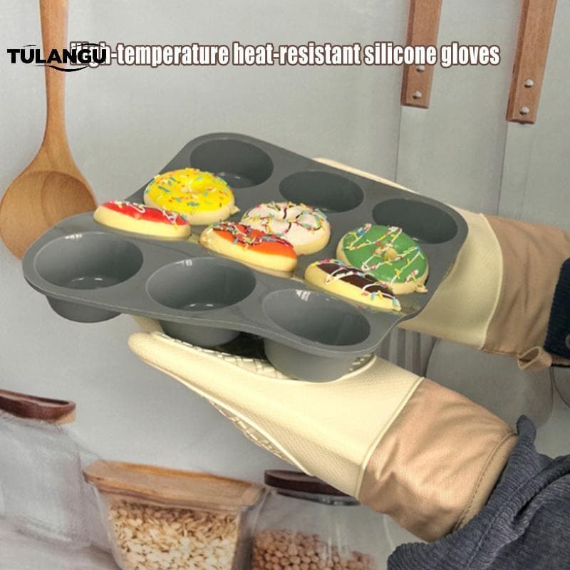 TULANGU Luvas De Silicone Resistentes Ao Calor , Design Antiderrapante , Forno Para Grelhar , Assar , Cozinhar , Isolame