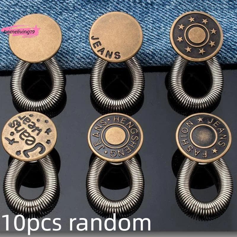 HOM 10 Pcs Fácil Instalação Jeans Destacáveis Ajuste De Cintura Bule Calças De Metal Extensor De Botão Para Costura Domé