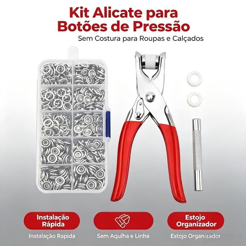 Kit de Alicate Aplicador Para Botao Baby Clothes Metal Snap Button Applicator Pliers with 100 clothes buttons voltikk