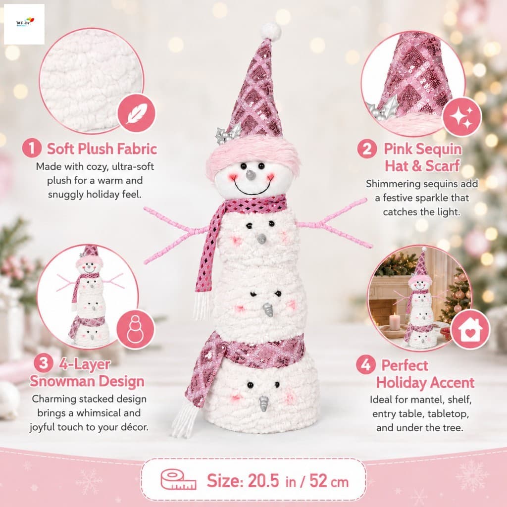 Boneca Telescópica De Alce De Boneco De Neve Rosa-Decorações De Enfeites De Janela De Natal