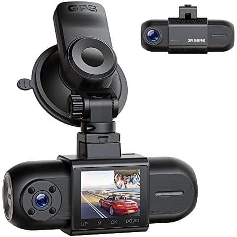 Câmera Veicular Dupla Frontal e Interna, Câmera para Carros com Gravação de Áudio, Dashcam com GPS, Visão Noturna IR, WD