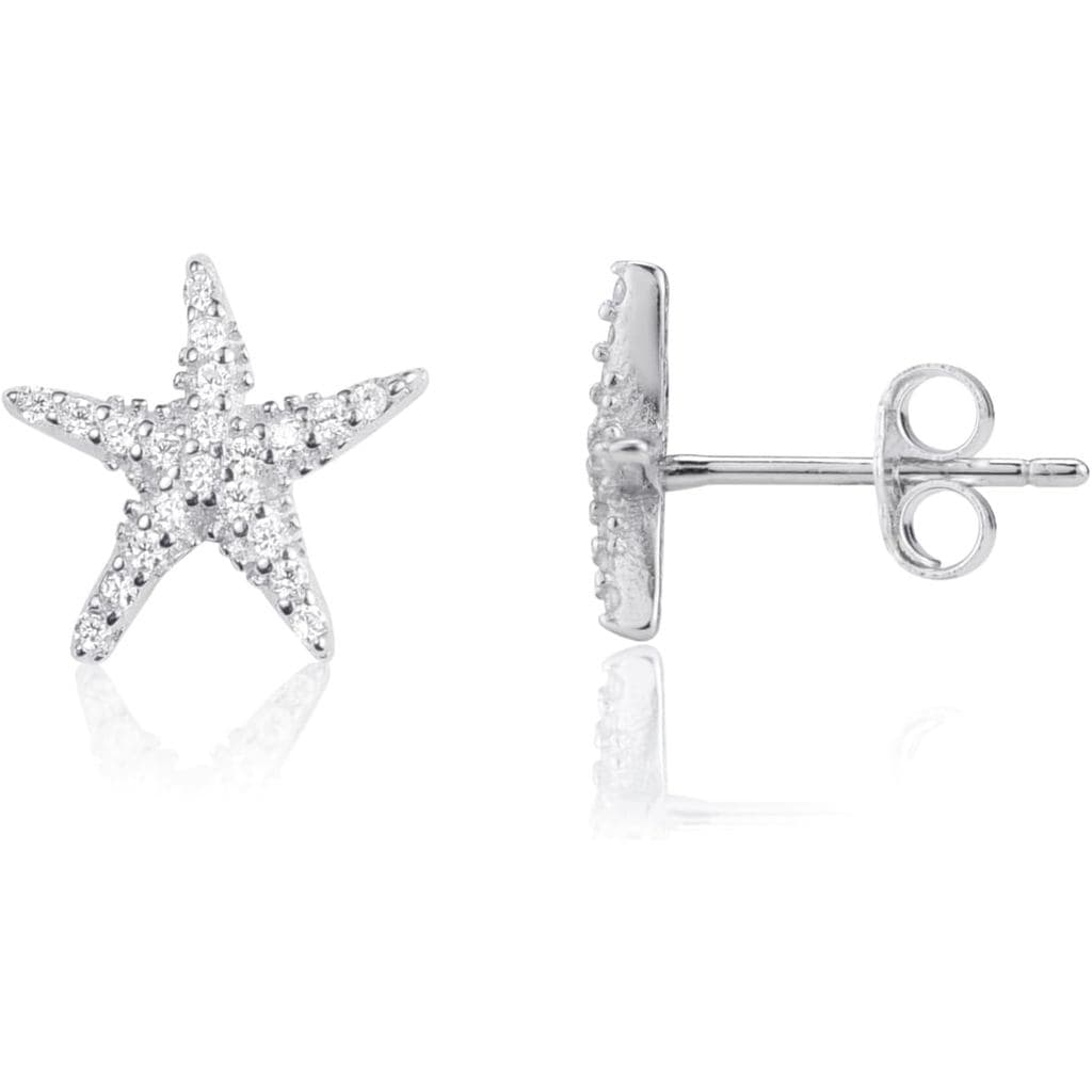 Brincos de Prata Esterlina 925 em Forma de Estrela-do-Mar para Mulheres, com Zircônia Cúbica Dourada, Brincos Delicados