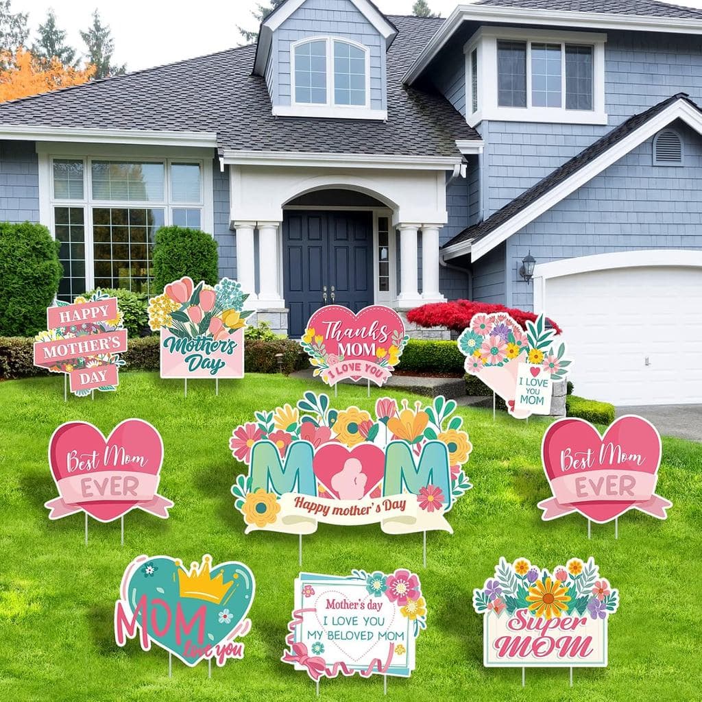 Placas Decorativas para o Dia das Mães com Estacas, Mãe de Todas, Obrigada Mãe, Artigos de Festa, Cesta de Buquê