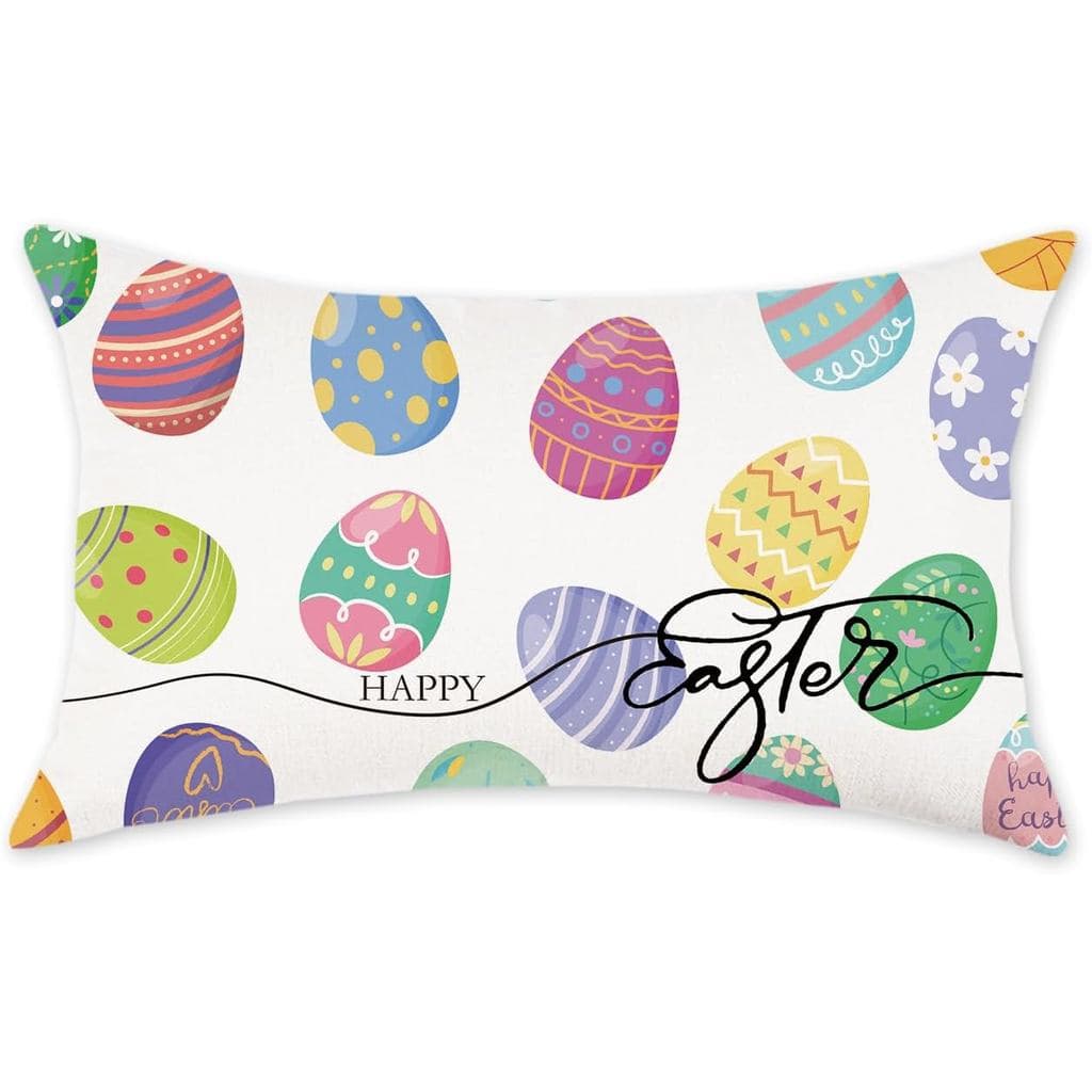 Capa de Almofada TAJWE Feliz Páscoa 12x20 Polegadas com Ovos, Capa de Almofada Estilo Fazenda para Sofá, Decoração de Ca
