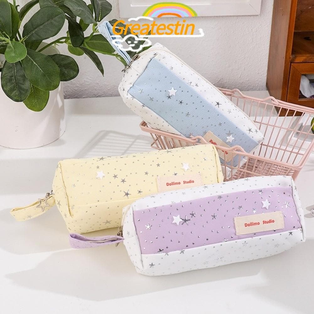 Lápis GREATESTIN , Bolsa De Caneta De Lona De Grande Capacidade Portátil De Armazenamento De Papelaria Com Estampa De Es