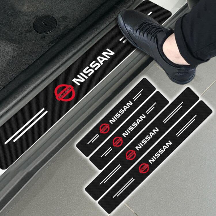 4 Peças Adesivo de Carbono para Soleira de Porta de Carro para Nissan Juke Qashqai J10 X-Trail Terra Micra Leaf Serena A