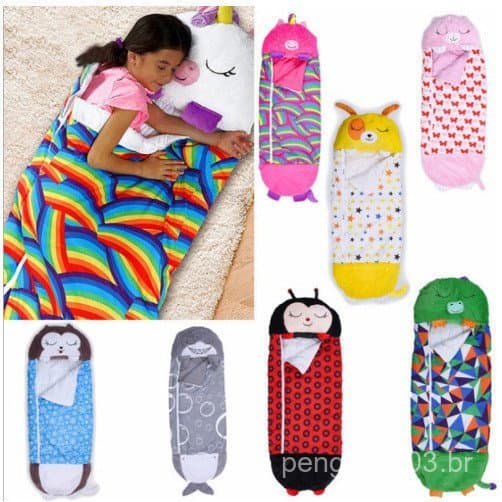 Saco de Dormir Infantil com Desenhos Animados, Almofada de Animal Dobrável, Cobertor Anti-Pontapé, Saco de Dormir para V