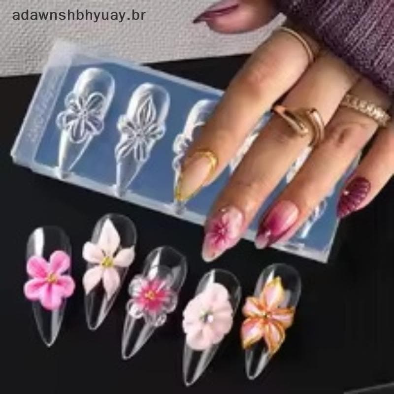 Adawnshbyuay Silicone 3D Floral Molde De Unhas Hibisco Flor Para Resina Arte DIY Manicure Design Criativo Mulheres Belez