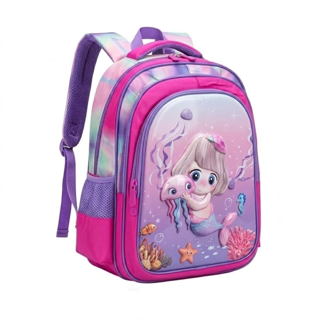 Mochila Infantil Escolar 3D Sereia Mágica Premium