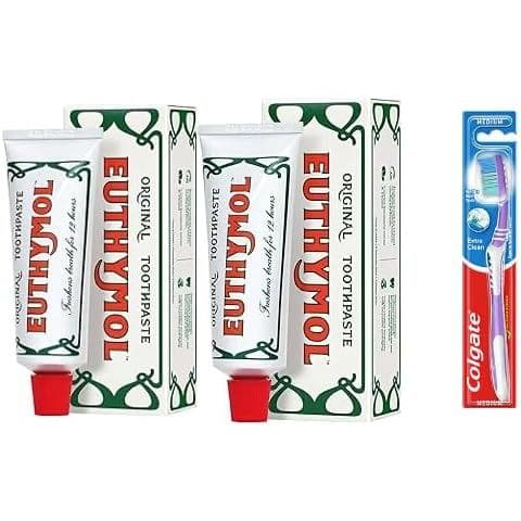 Pasta de Dente Euthymol Original, 75 ml, Pacote com 2 e Escova de Dente Colgate